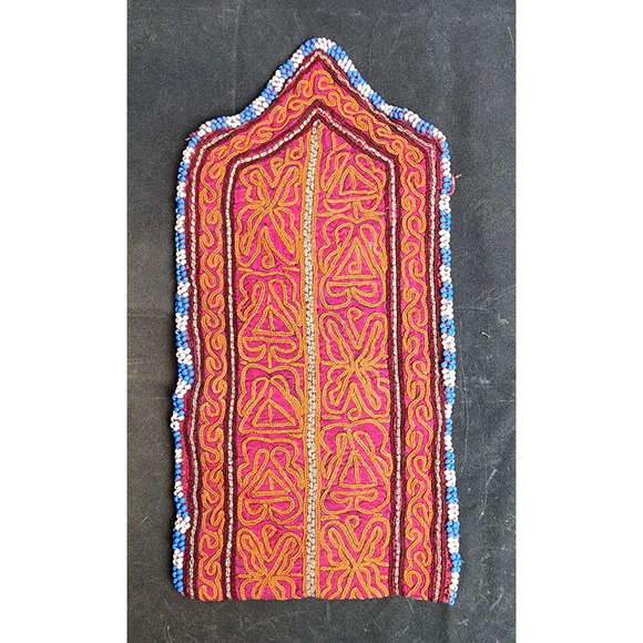 Kuchi Embroidered Pouch Wallet Central Asian Handmade Beaded Pink Orange - Picture 2 of 9